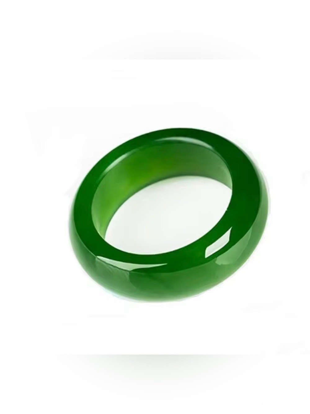 Green Jadeite Ring - Polished Natural Jade Band